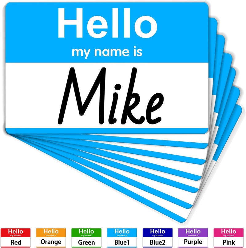 labelon Light Blue Name Tags Sticker, 200Pcs Hello My Name is Stickers, 3.5" x 2.25" Name Badge Name Tags Label for Office, Meeting, School,Teachers and Mailing - Image 1